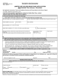 Form DPR847A Limited Use Golden Bear Pass Application - California