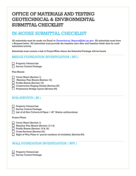 Document preview: Geotechnical & Environmental in-House Submittal Checklist - Georgia (United States)