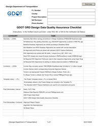 Document preview: Gdot Ord Design Data Quality Assurance Checklist - Georgia (United States)