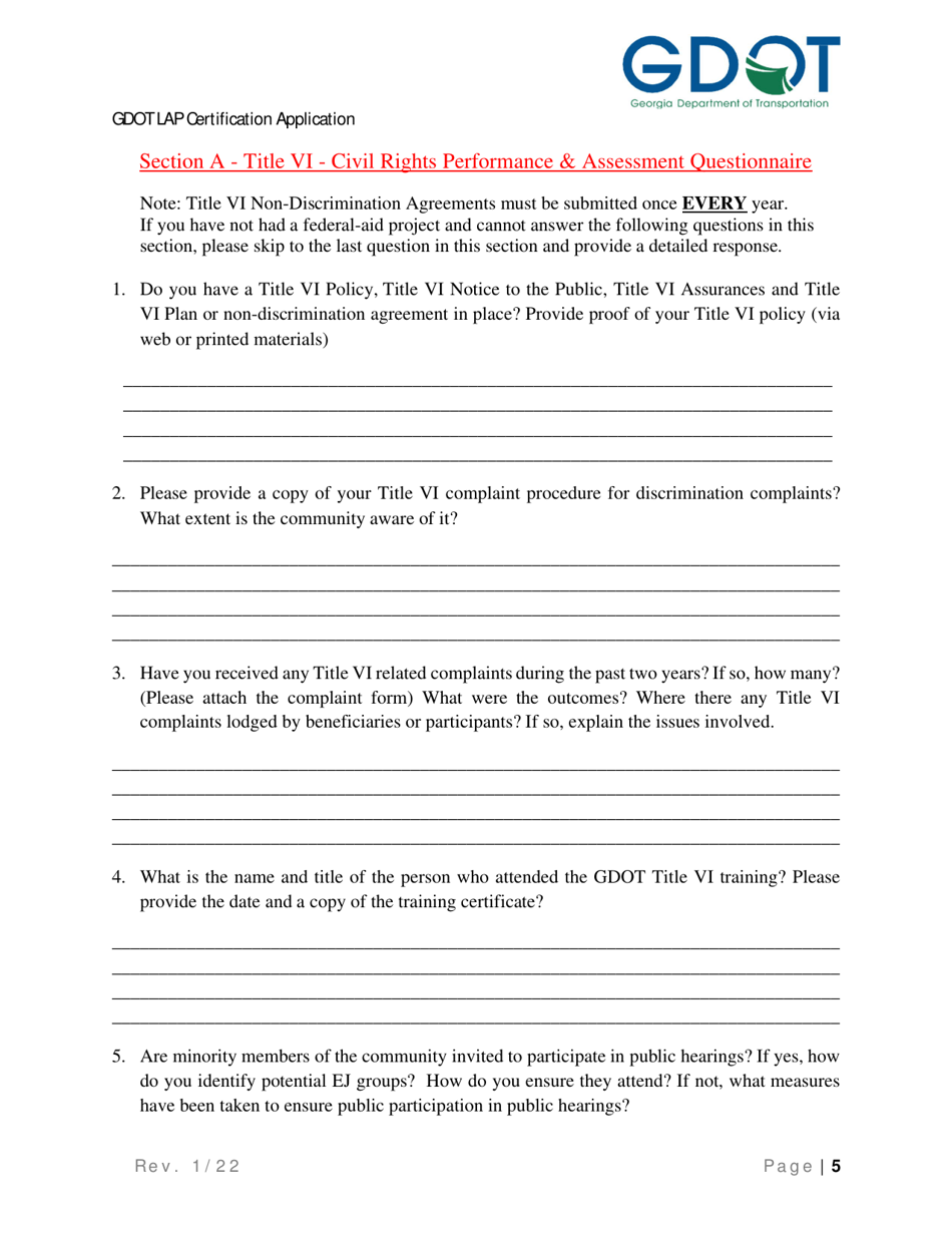 Local Administered Projects Certification Application - Georgia (United States), Page 11