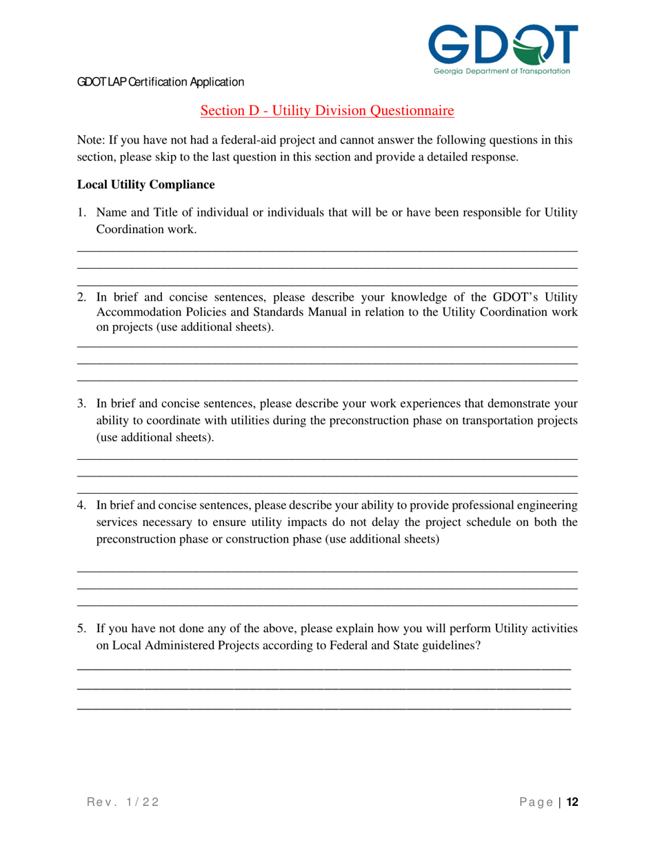 Local Administered Projects Certification Application - Georgia (United States), Page 18