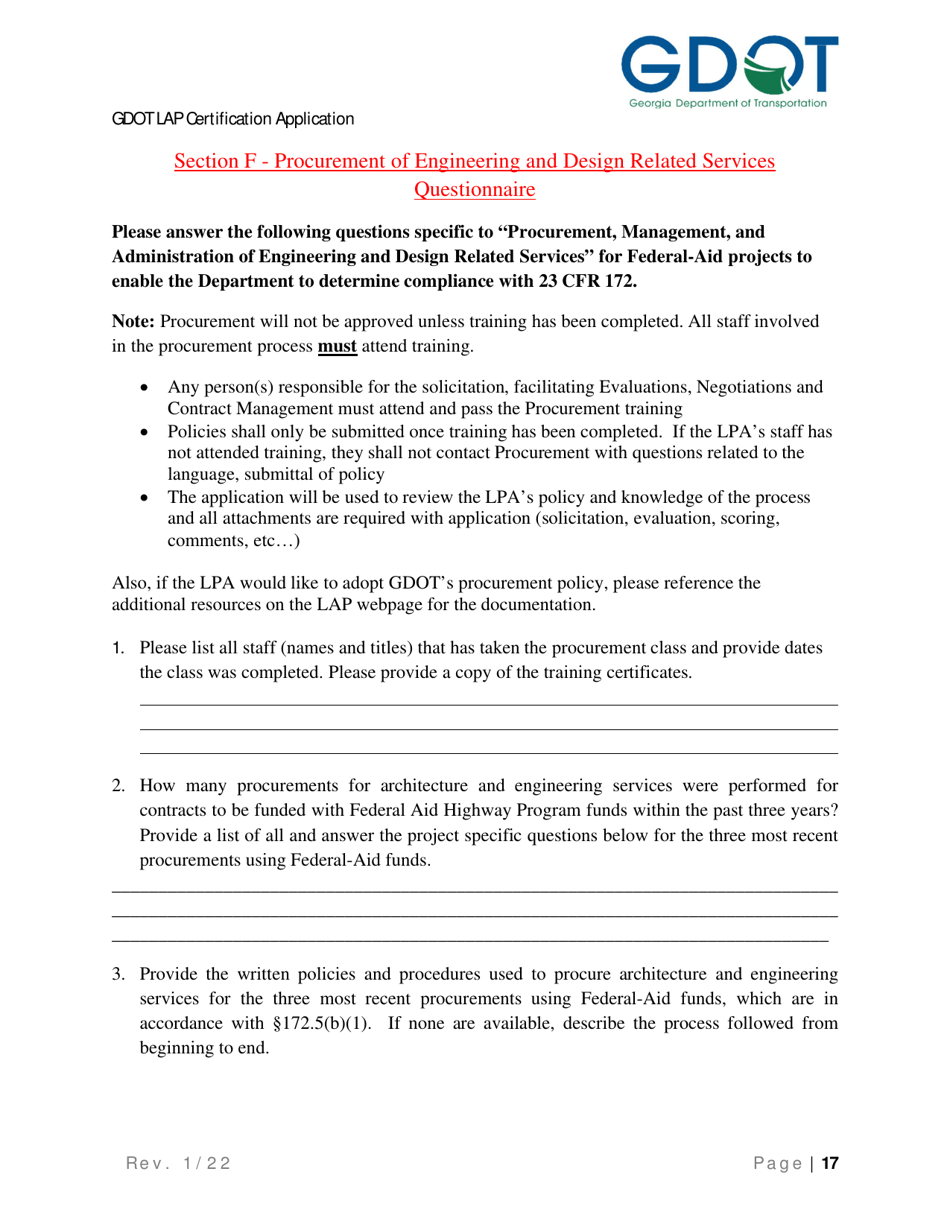 Local Administered Projects Certification Application - Georgia (United States), Page 23