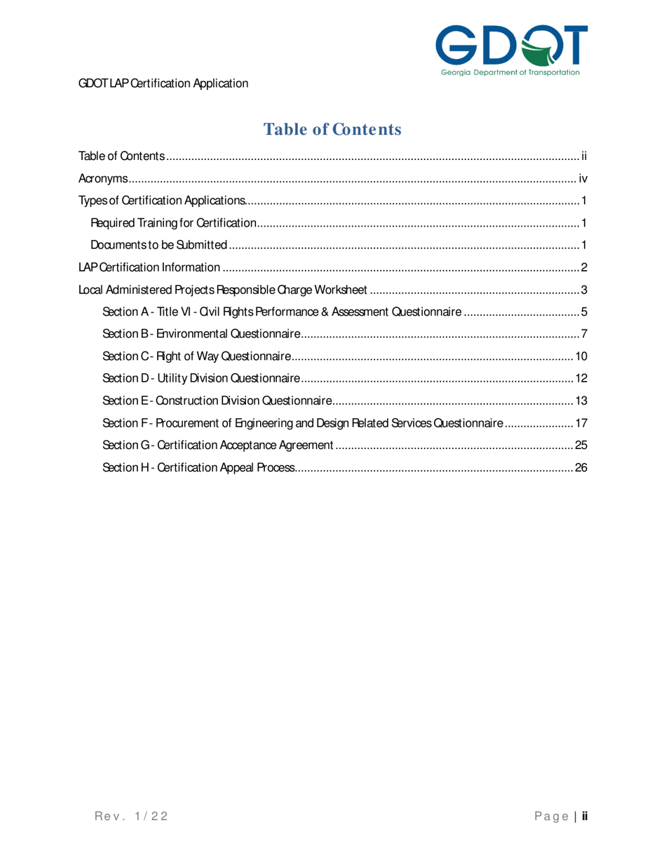 Local Administered Projects Certification Application - Georgia (United States), Page 3