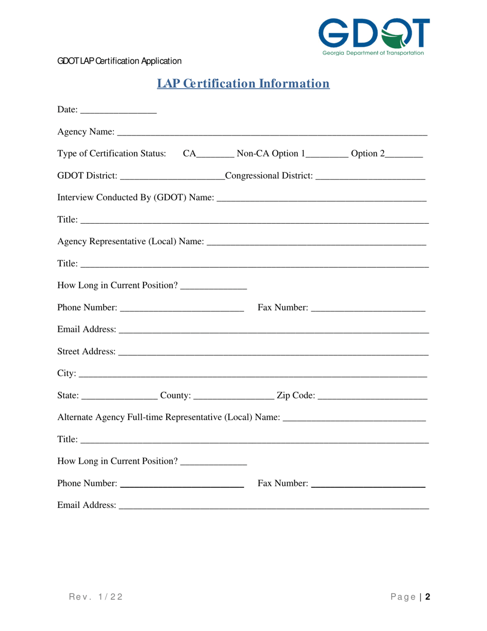 Local Administered Projects Certification Application - Georgia (United States), Page 8