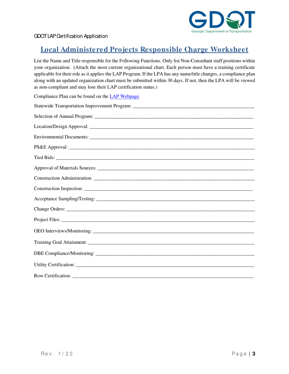 Local Administered Projects Certification Application - Georgia (United States), Page 9