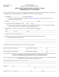 Document preview: Form 42-222(4) Application for Extension of Time to Avoid Forfeiture of a Water Right - Idaho