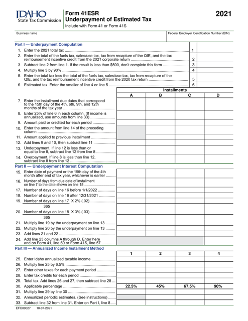 Form 41ESR (EFO00027) 2021 Printable Pdf