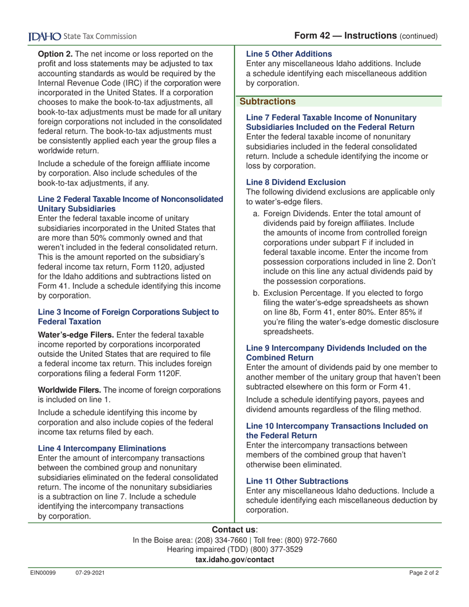 Form 42 (EFO00029) Apportionment and Combined Reporting Adjustments - Idaho, Page 3