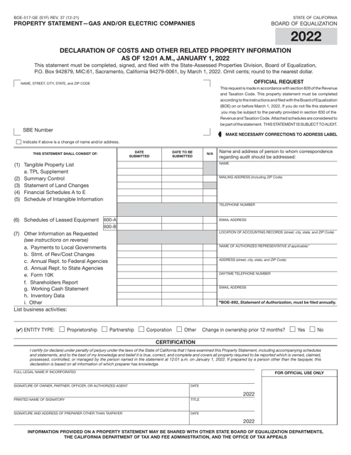 Form BOE-517-GE 2022 Printable Pdf