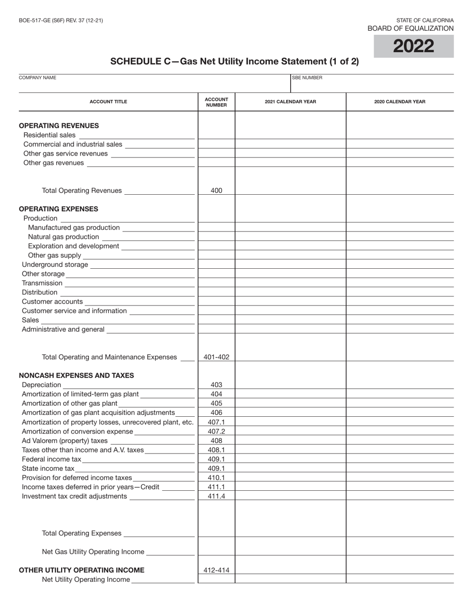 Form BOE-517-GE Property Statement - Gas and / or Electric Companies - California, Page 11