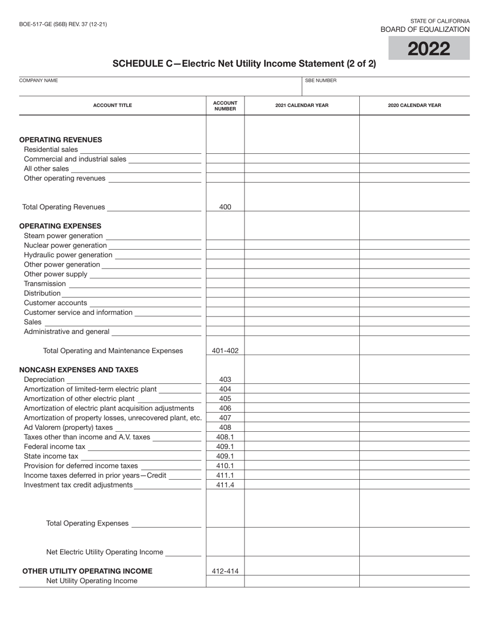 Form BOE-517-GE Property Statement - Gas and / or Electric Companies - California, Page 12