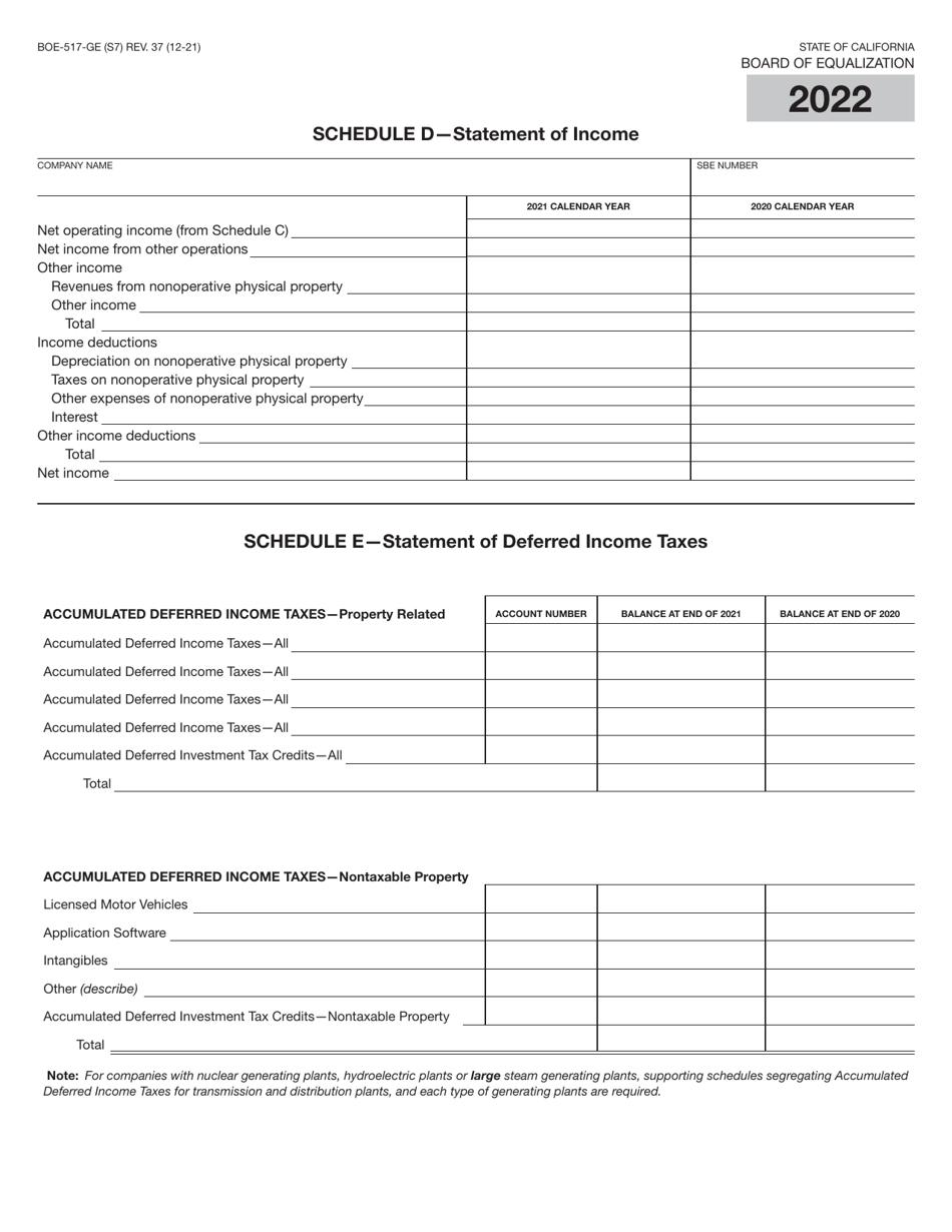 Form BOE-517-GE Property Statement - Gas and / or Electric Companies - California, Page 13
