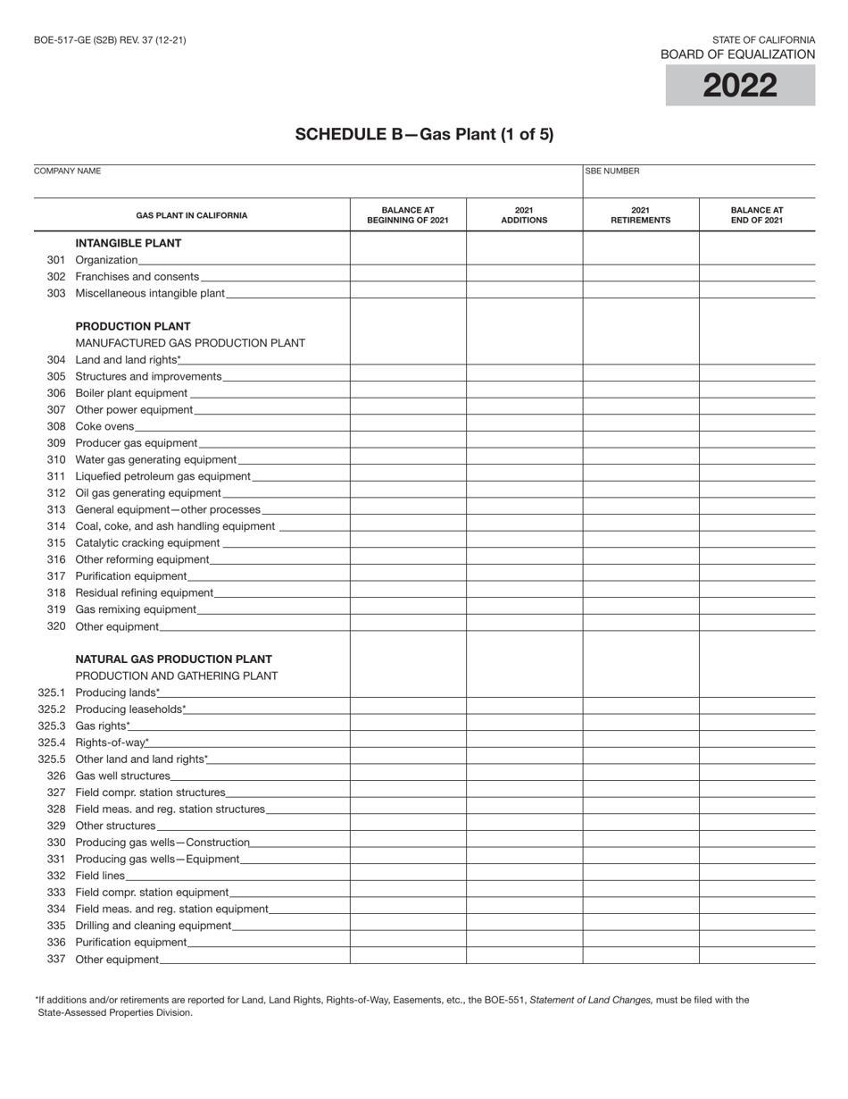 Form BOE-517-GE Property Statement - Gas and / or Electric Companies - California, Page 4