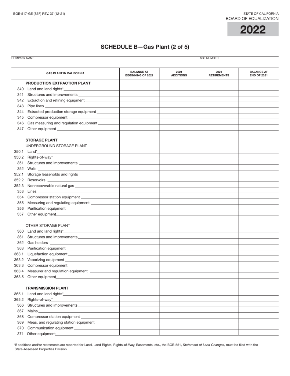 Form BOE-517-GE Property Statement - Gas and / or Electric Companies - California, Page 5