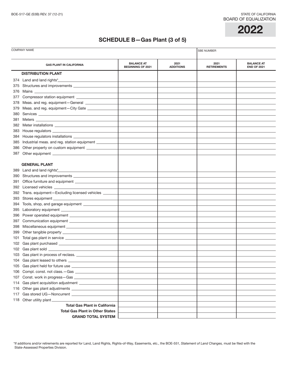 Form BOE-517-GE Property Statement - Gas and / or Electric Companies - California, Page 6