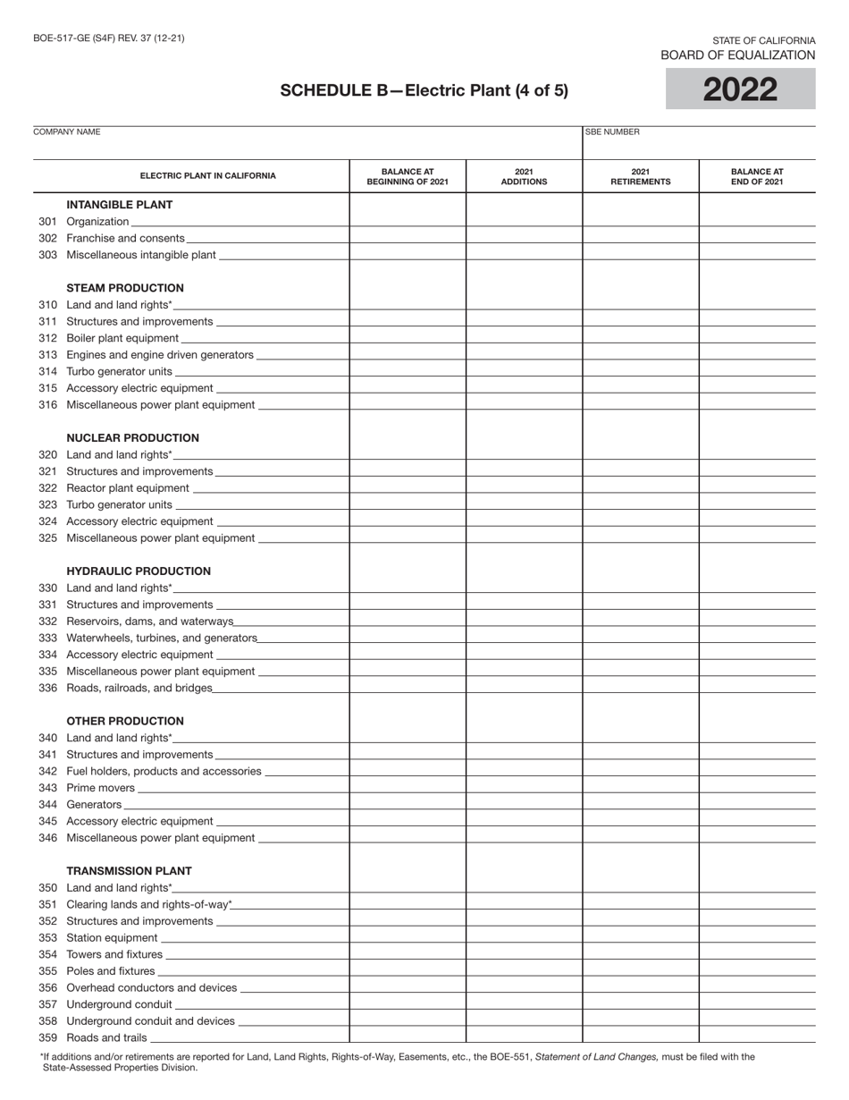 Form BOE-517-GE Property Statement - Gas and / or Electric Companies - California, Page 7