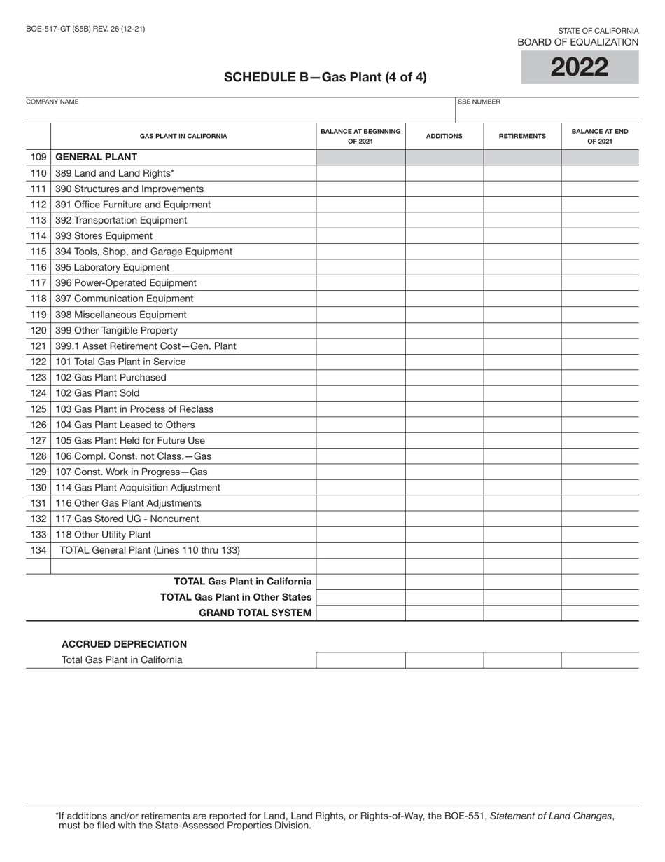 Form BOE-517-GT Property Statement - Gas Transmission Companies - California, Page 10