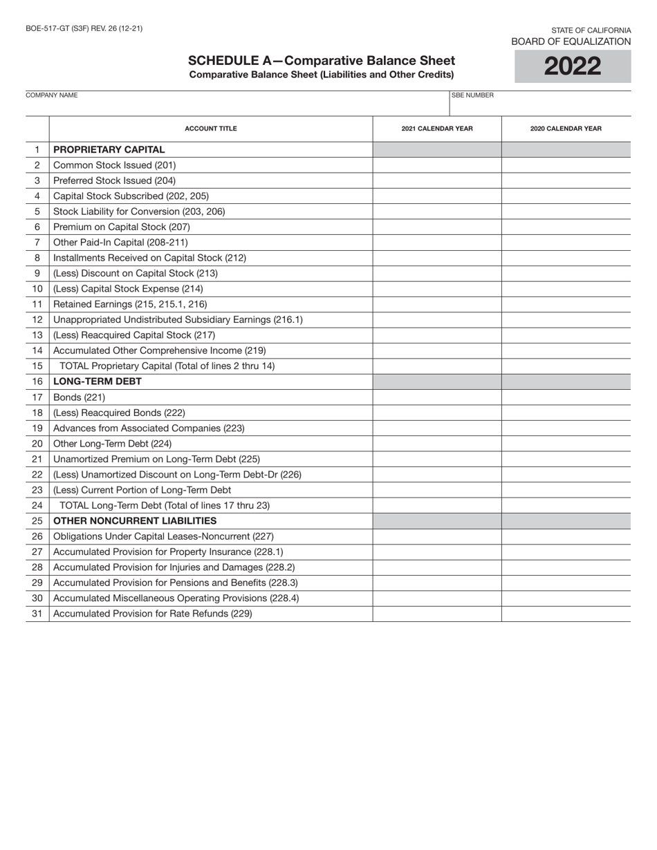 Form BOE-517-GT Property Statement - Gas Transmission Companies - California, Page 5