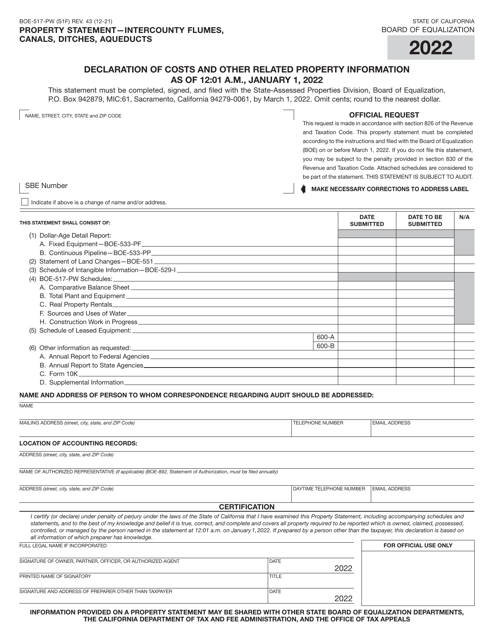 Form BOE-517-PW 2022 Printable Pdf