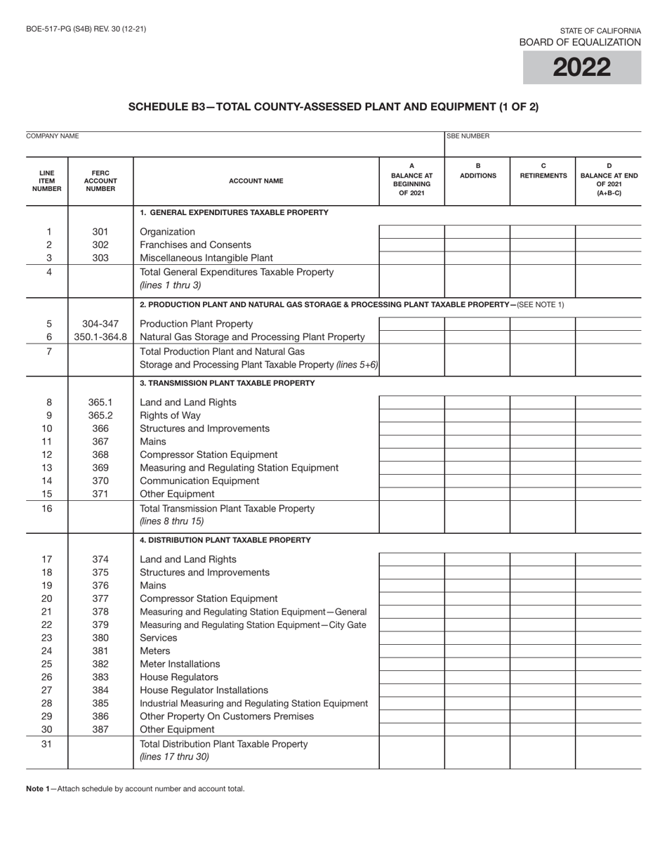 Form BOE-517-PG Property Statement - Intercounty Pipelines - Natural Gas Pipelines - California, Page 8