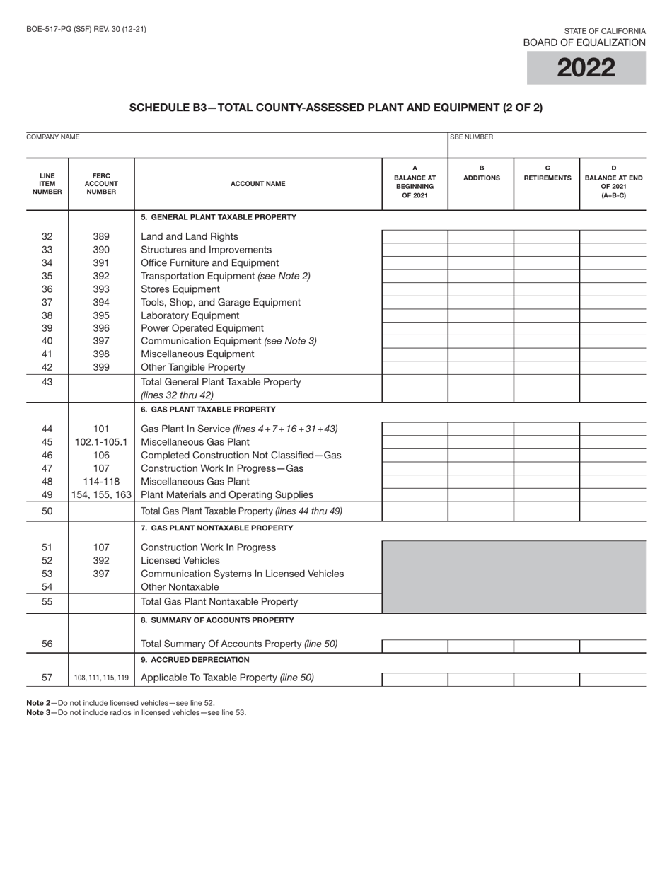 Form BOE-517-PG Property Statement - Intercounty Pipelines - Natural Gas Pipelines - California, Page 9