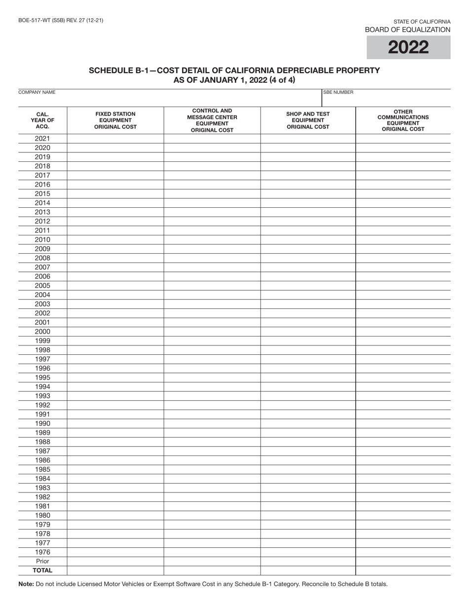 Form BOE-517-WT Property Statement - Wireless Telephone and Radio Common Carriers - California, Page 10