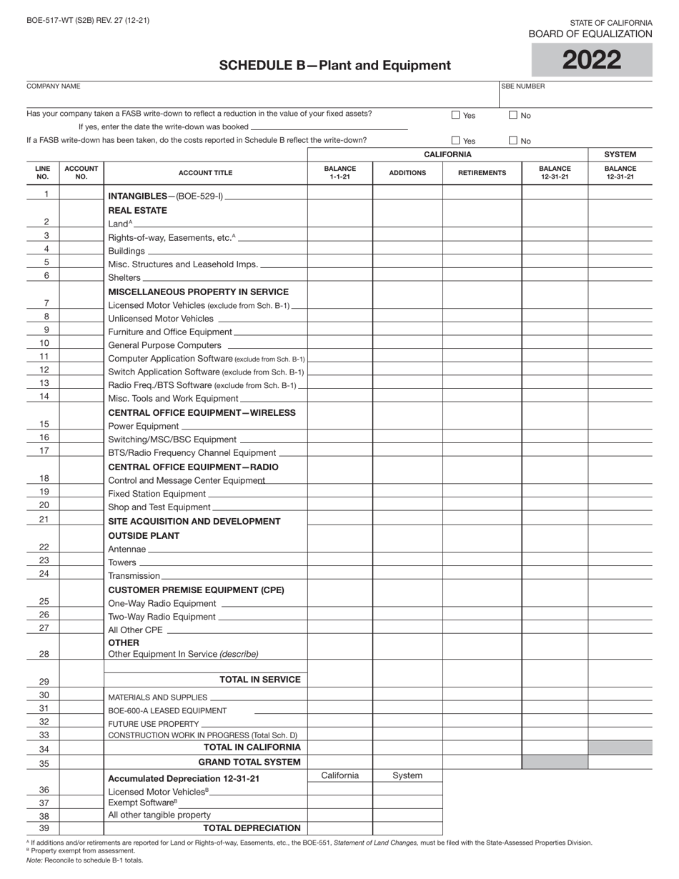 Form BOE-517-WT Property Statement - Wireless Telephone and Radio Common Carriers - California, Page 4