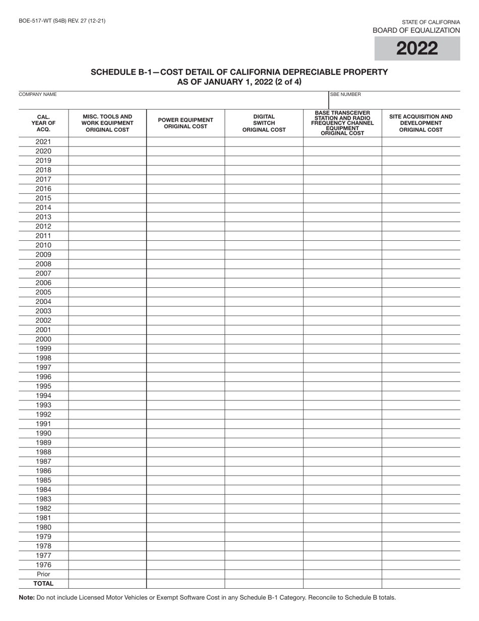 Form BOE-517-WT Property Statement - Wireless Telephone and Radio Common Carriers - California, Page 8