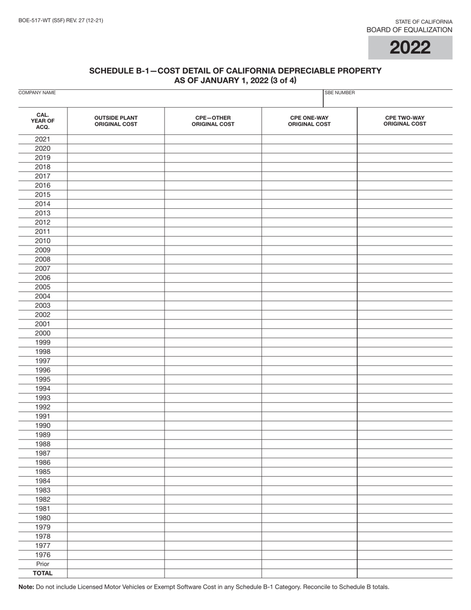Form BOE-517-WT Property Statement - Wireless Telephone and Radio Common Carriers - California, Page 9