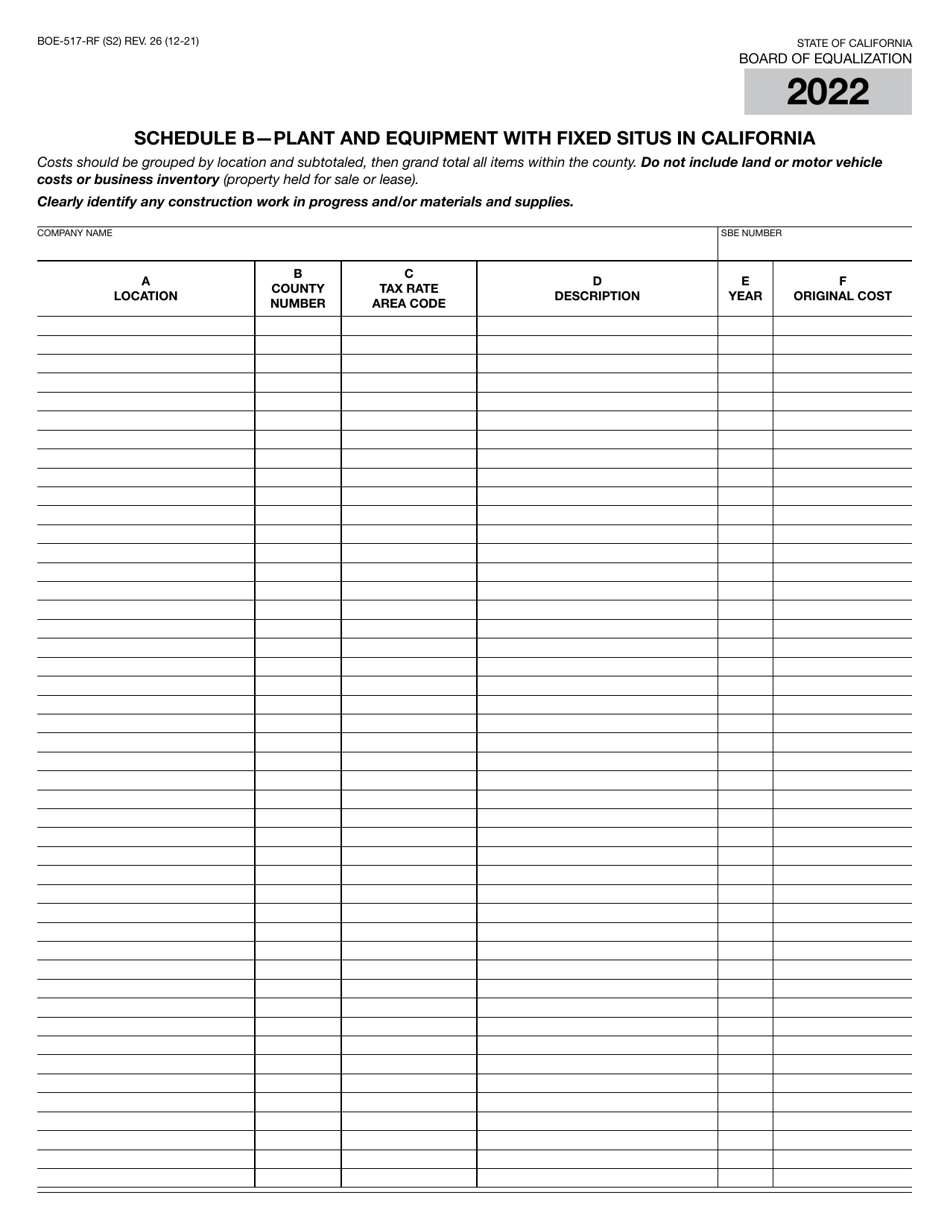 Form BOE-517-RF Property Statement - Railcar Maintenance Facilities - California, Page 3