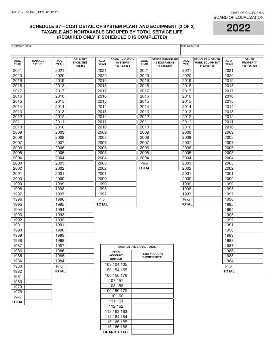Form BOE-517-PC Property Statement - Intercounty Pipelines - Common Carrier Pipelines - California, Page 11