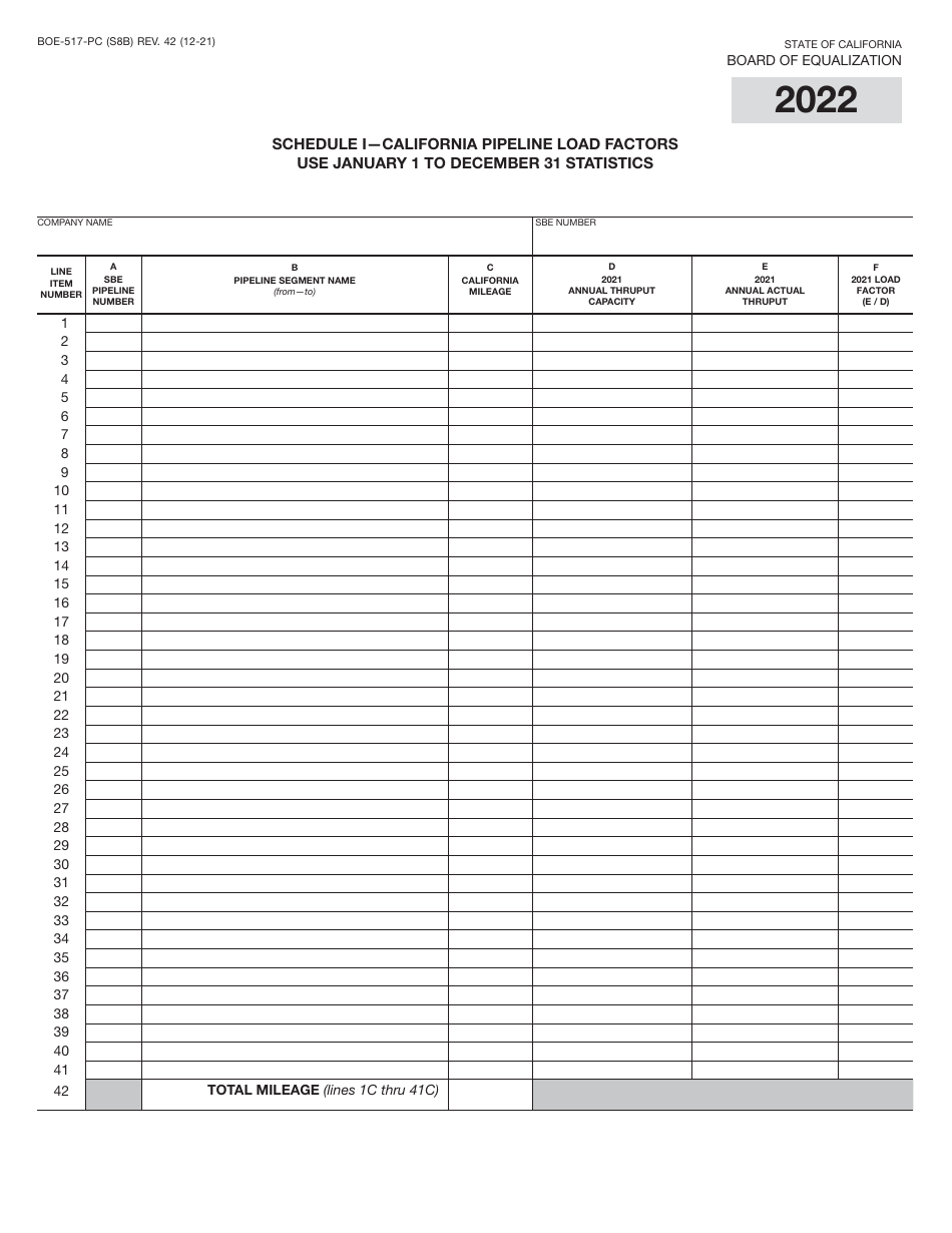 Form BOE-517-PC Property Statement - Intercounty Pipelines - Common Carrier Pipelines - California, Page 16