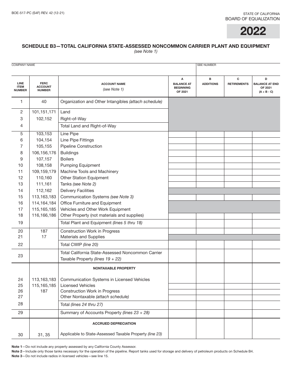 Form BOE-517-PC Property Statement - Intercounty Pipelines - Common Carrier Pipelines - California, Page 7