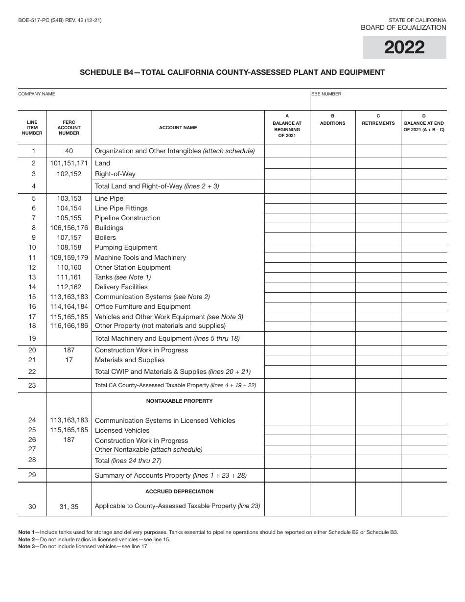 Form BOE-517-PC Property Statement - Intercounty Pipelines - Common Carrier Pipelines - California, Page 8