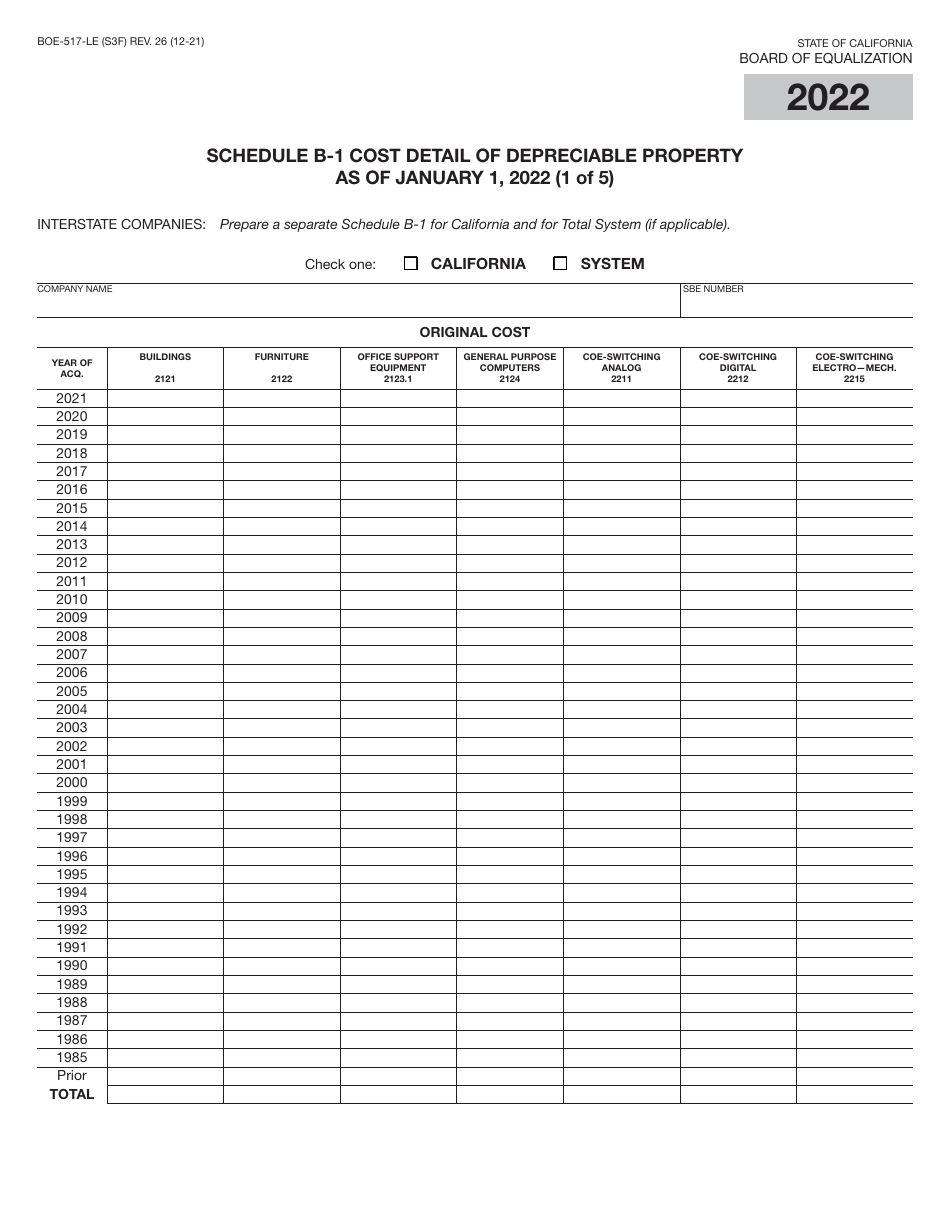 Form BOE-517-LE Property Statement - Local Exchange Telephone Companies - California, Page 5