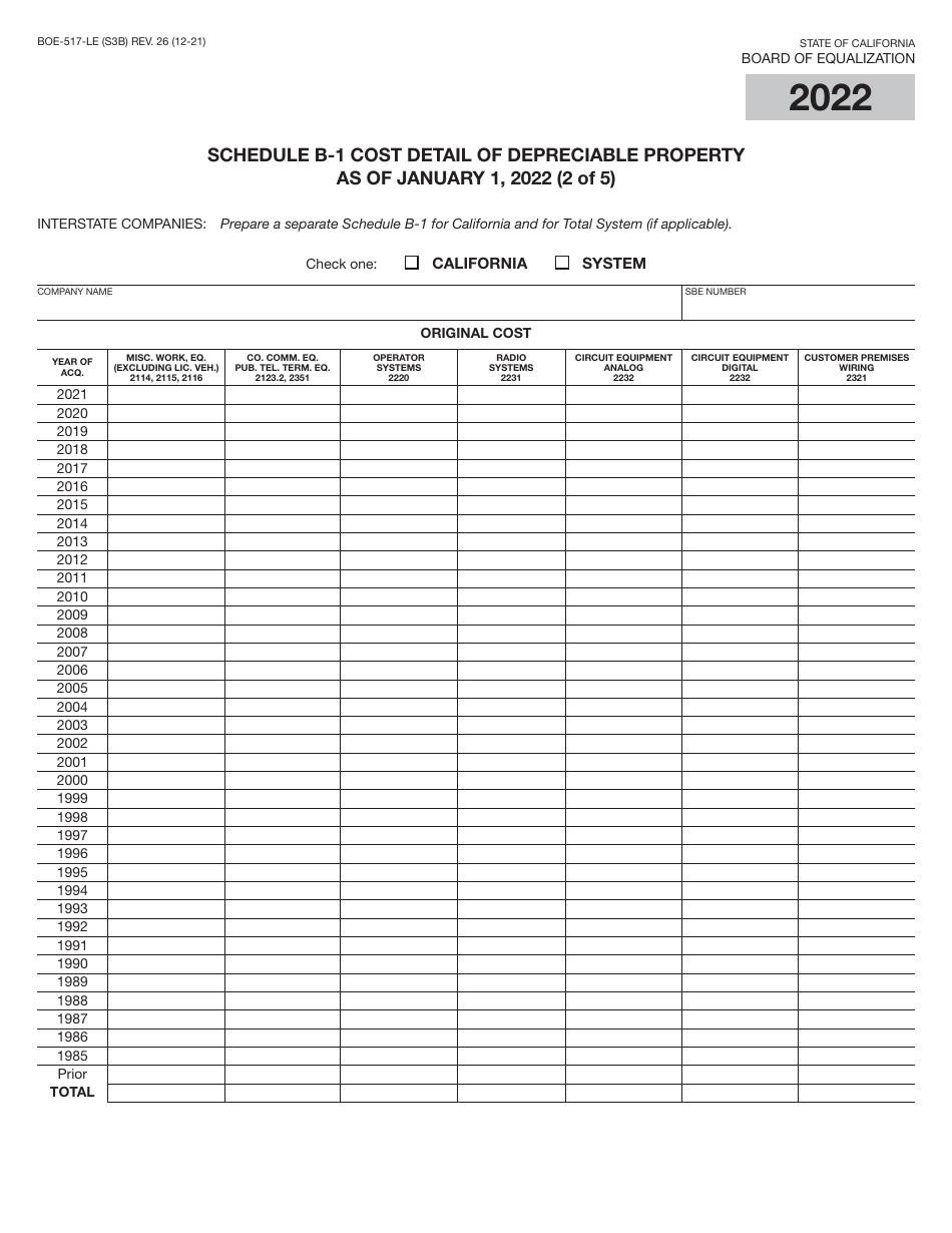 Form BOE-517-LE Property Statement - Local Exchange Telephone Companies - California, Page 6