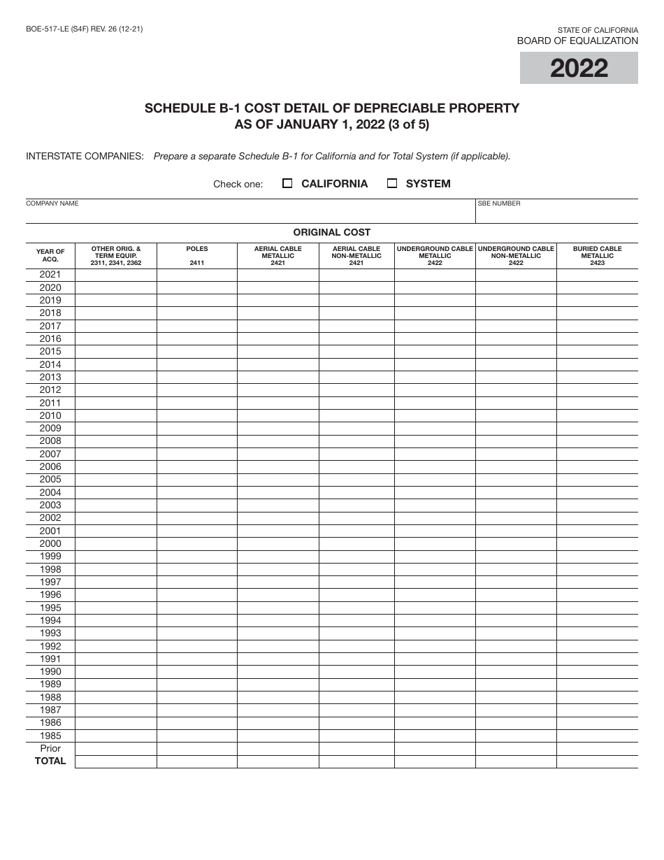 Form BOE-517-LE Property Statement - Local Exchange Telephone Companies - California, Page 7