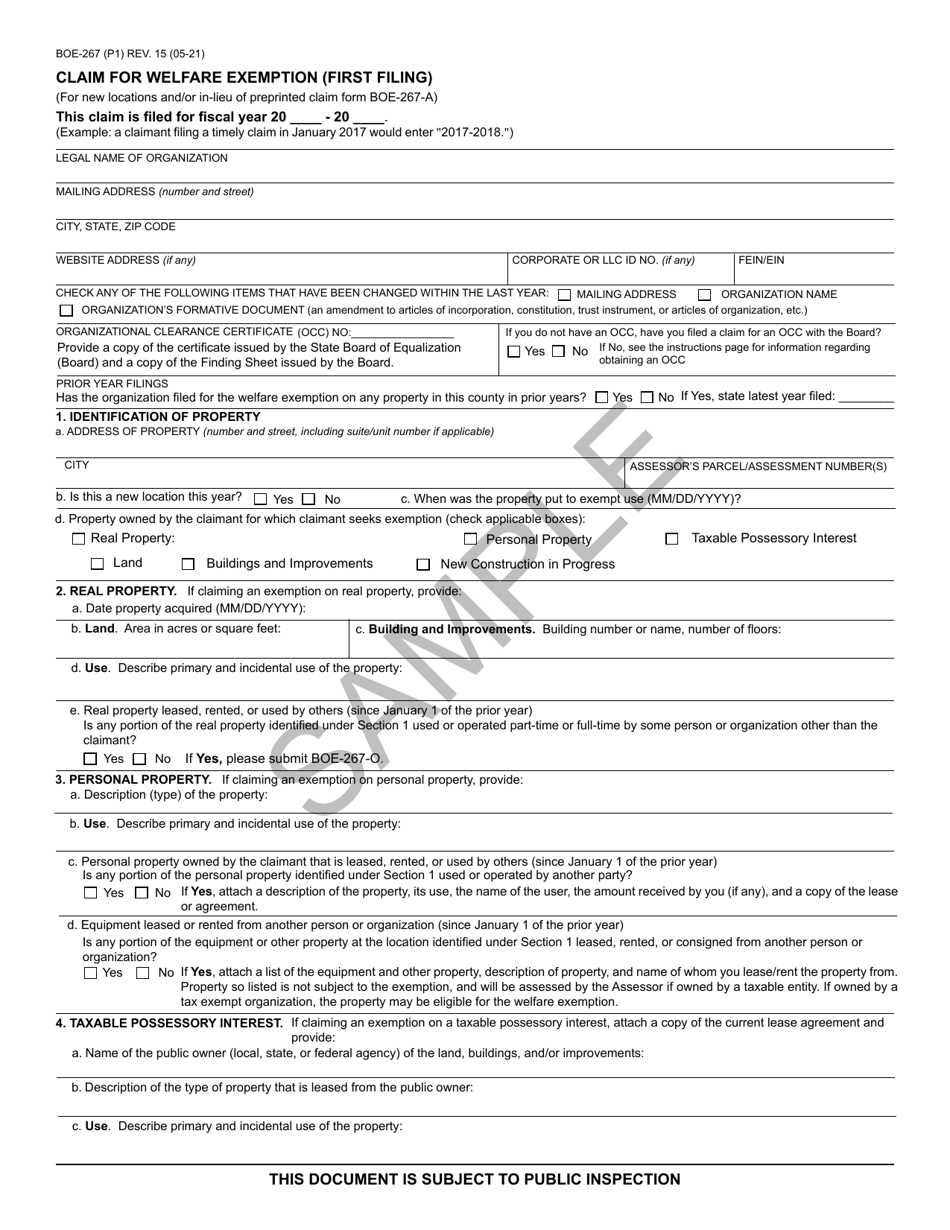 Form BOE-267 - Fill Out, Sign Online and Download Printable PDF ...