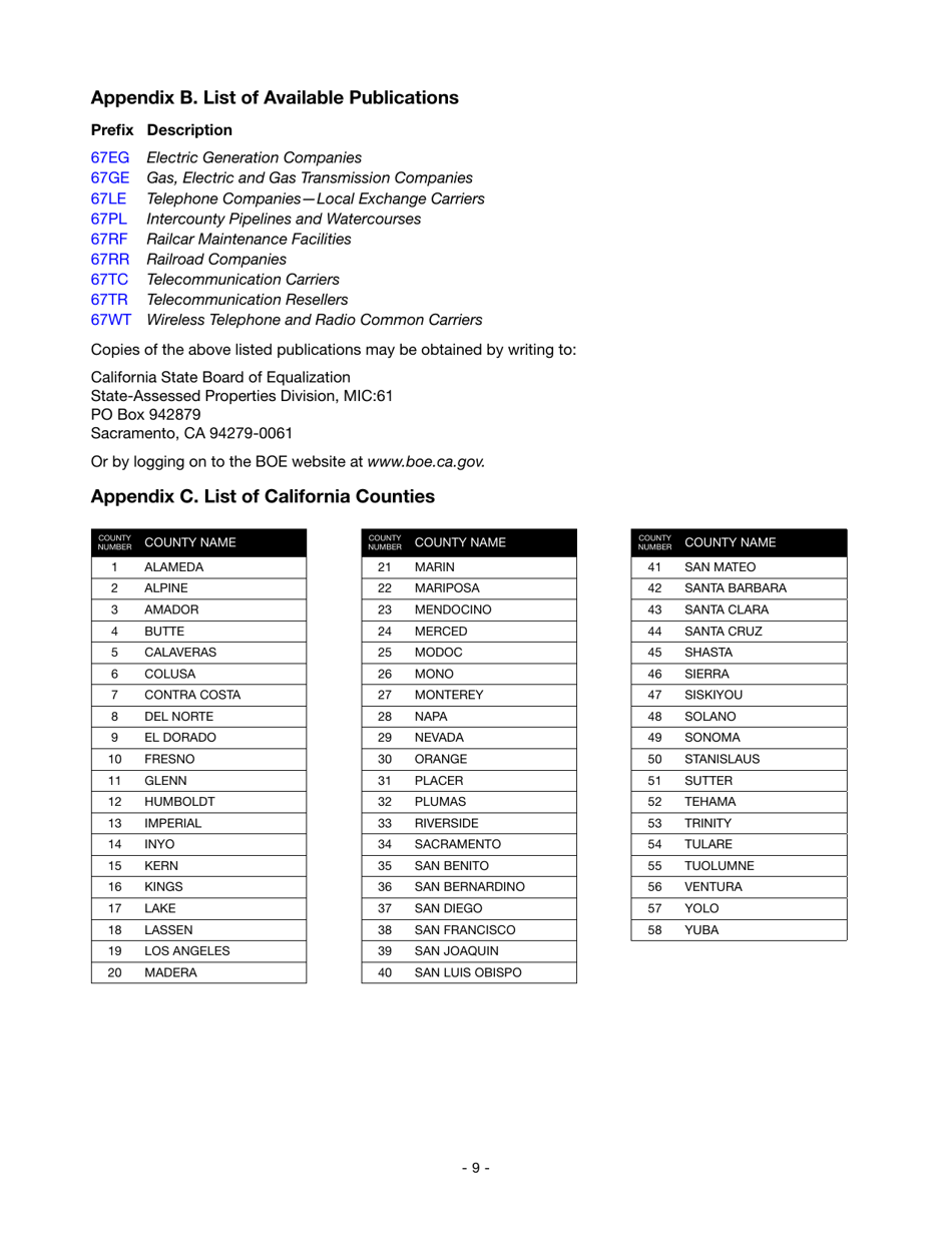 Form 67-WT-LDA Instructions for Reporting State-Assessed Property - Wireless Telephone and Radio Common Carriers - California, Page 12