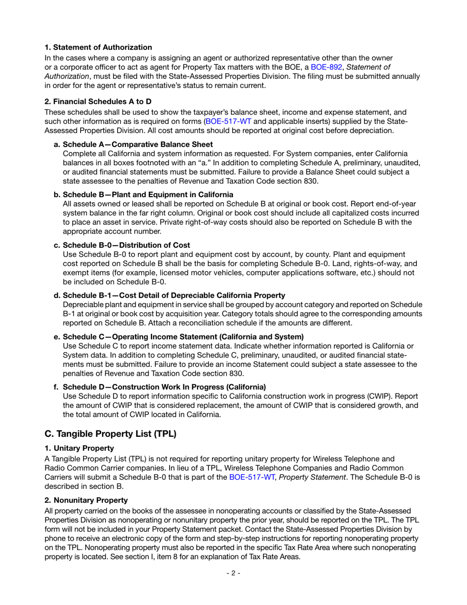 Form 67-WT-LDA Instructions for Reporting State-Assessed Property - Wireless Telephone and Radio Common Carriers - California, Page 5