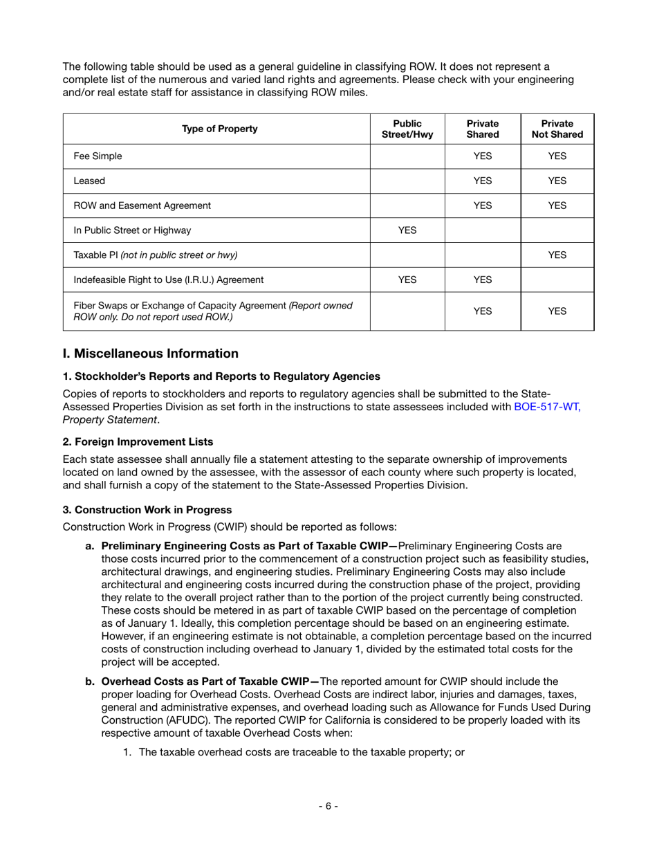 Form 67-WT-LDA Instructions for Reporting State-Assessed Property - Wireless Telephone and Radio Common Carriers - California, Page 9