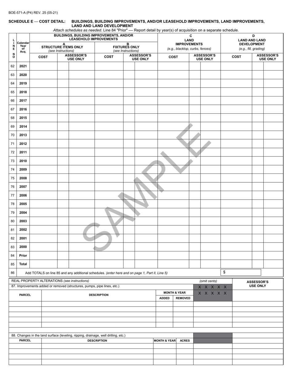 Form BOE-571-A Agricultural Property Statement - Sample - California, Page 4