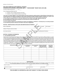 Form BOE-267-L3 Welfare Exemption Supplemental Affidavit, Households Exceeding Low-Income Limits - &quot;over-Income&quot; Tenant Data (140% Ami) - Sample - California