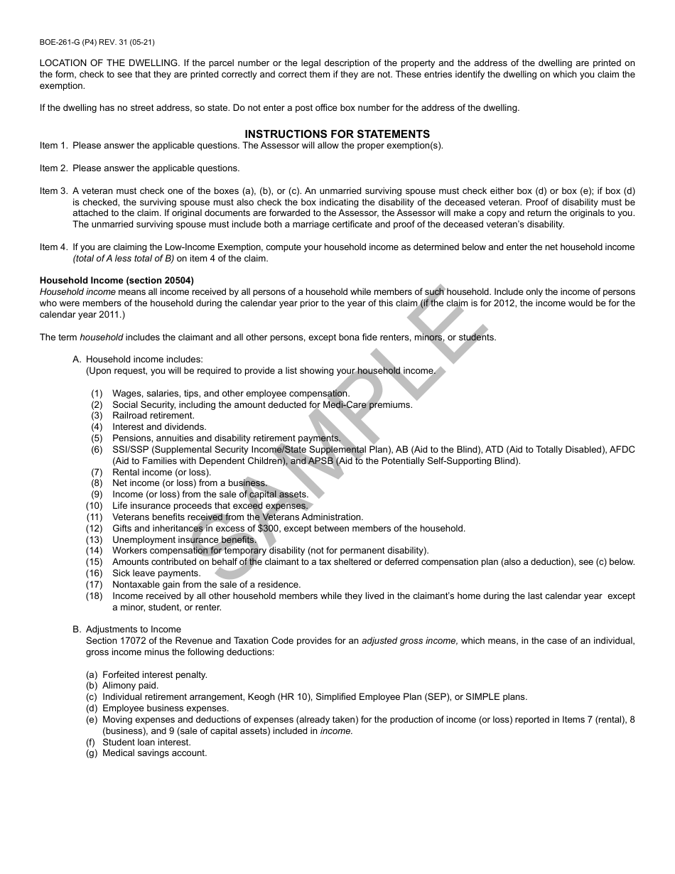 Form Boe 261 G 2022 Fill Out Sign Online And Download Printable Pdf California 8077