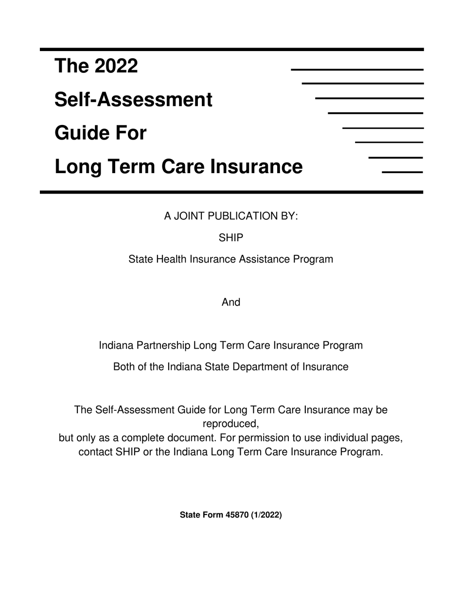 State Form 45870 Self-assessment Guide for Long Term Care Insurance - Indiana, Page 1