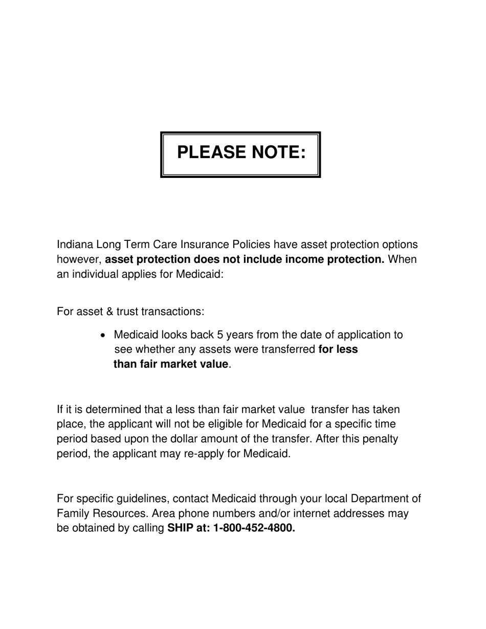 State Form 45870 Self-assessment Guide for Long Term Care Insurance - Indiana, Page 2
