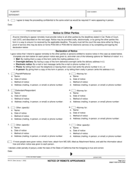 Form RA-010 Notice of Remote Appearance - California, Page 2