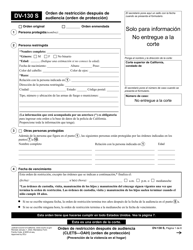 Document preview: Formulario DV-130 Orden De Restriccion Despues De Audiencia (Orden De Proteccion) - California (Spanish)