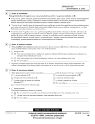 Formulario DV-130 Orden De Restriccion Despues De Audiencia (Orden De Proteccion) - California (Spanish), Page 3