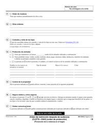 Formulario DV-130 Orden De Restriccion Despues De Audiencia (Orden De Proteccion) - California (Spanish), Page 4